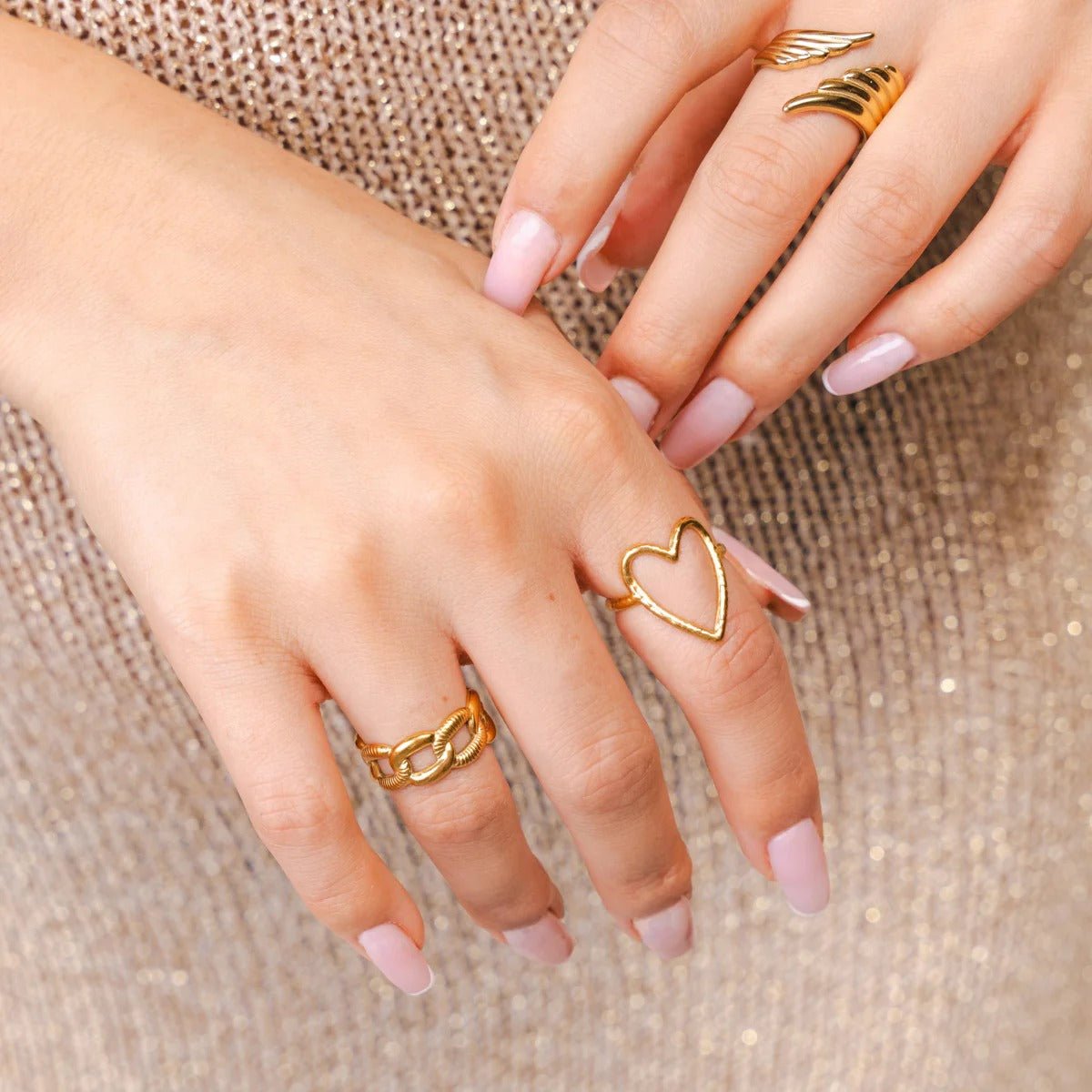 Ring Chain Bold Adjustable 18K Gold Plated