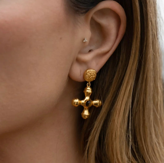Tiger Eye Earring 18K Gold Plated