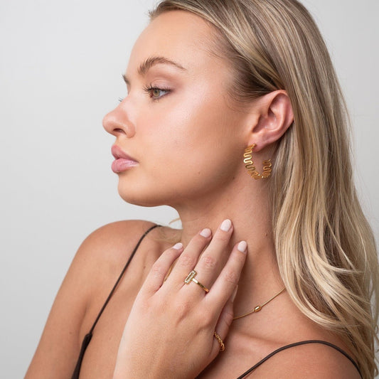 Zig Zag Earring 18K Gold Plated
