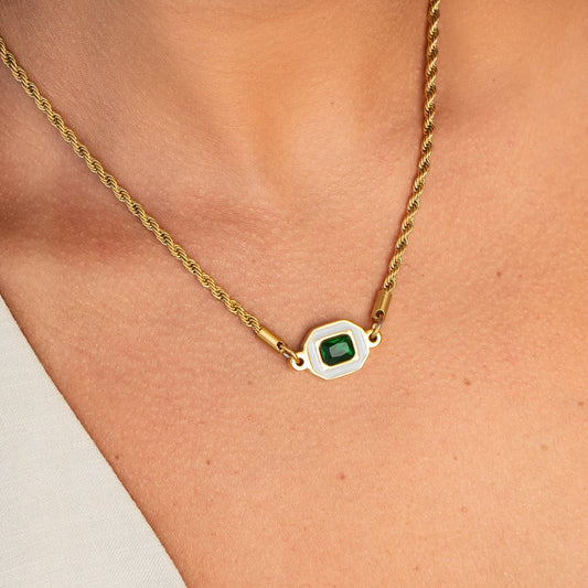 Aura Emerald Necklace 18K Gold Plated