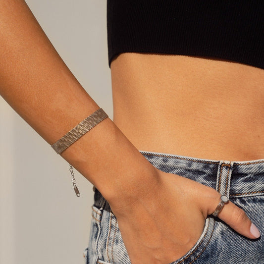Woven Smooth Bracelet - Silver