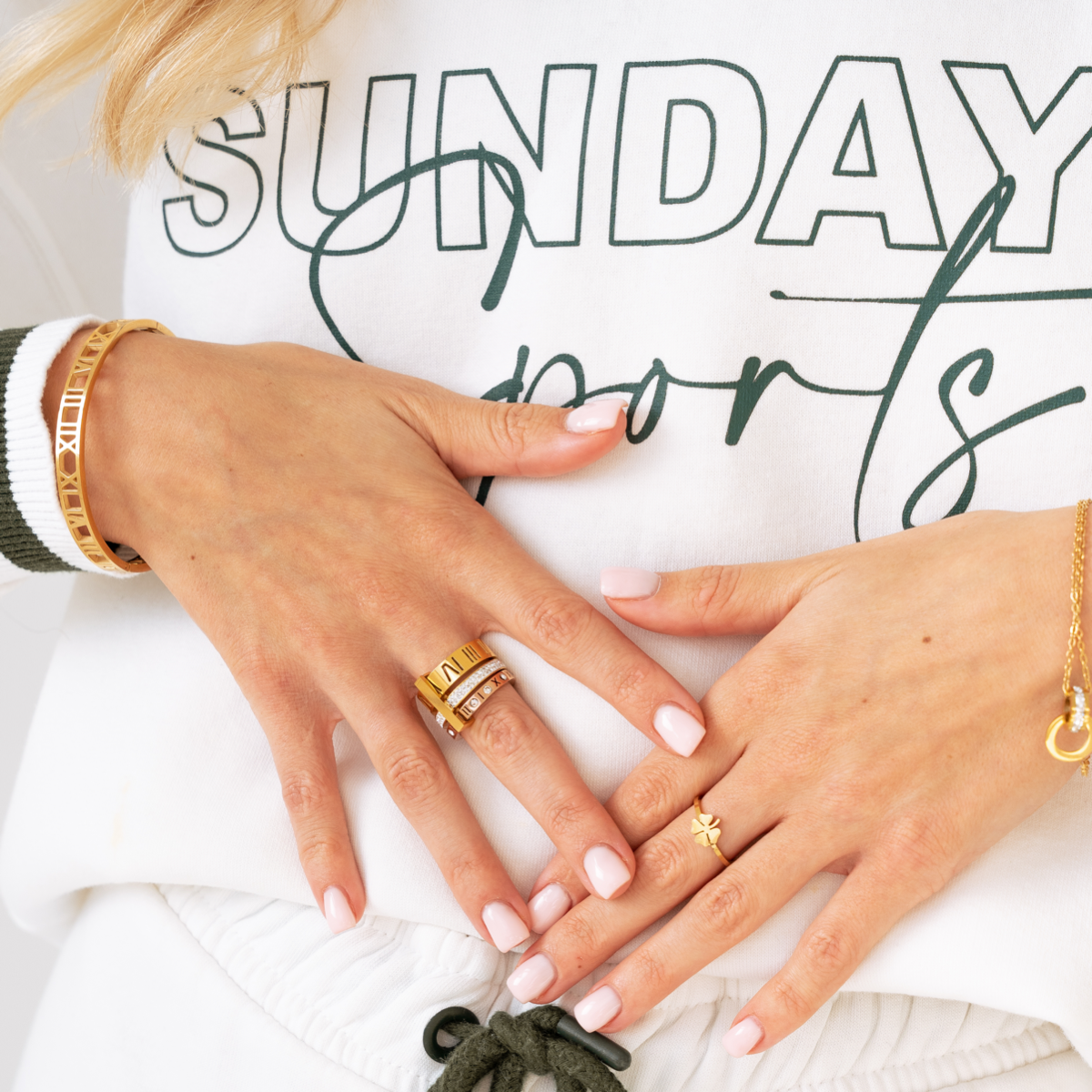 Ring Triple Band Roman Numeral 18K Gold Plated