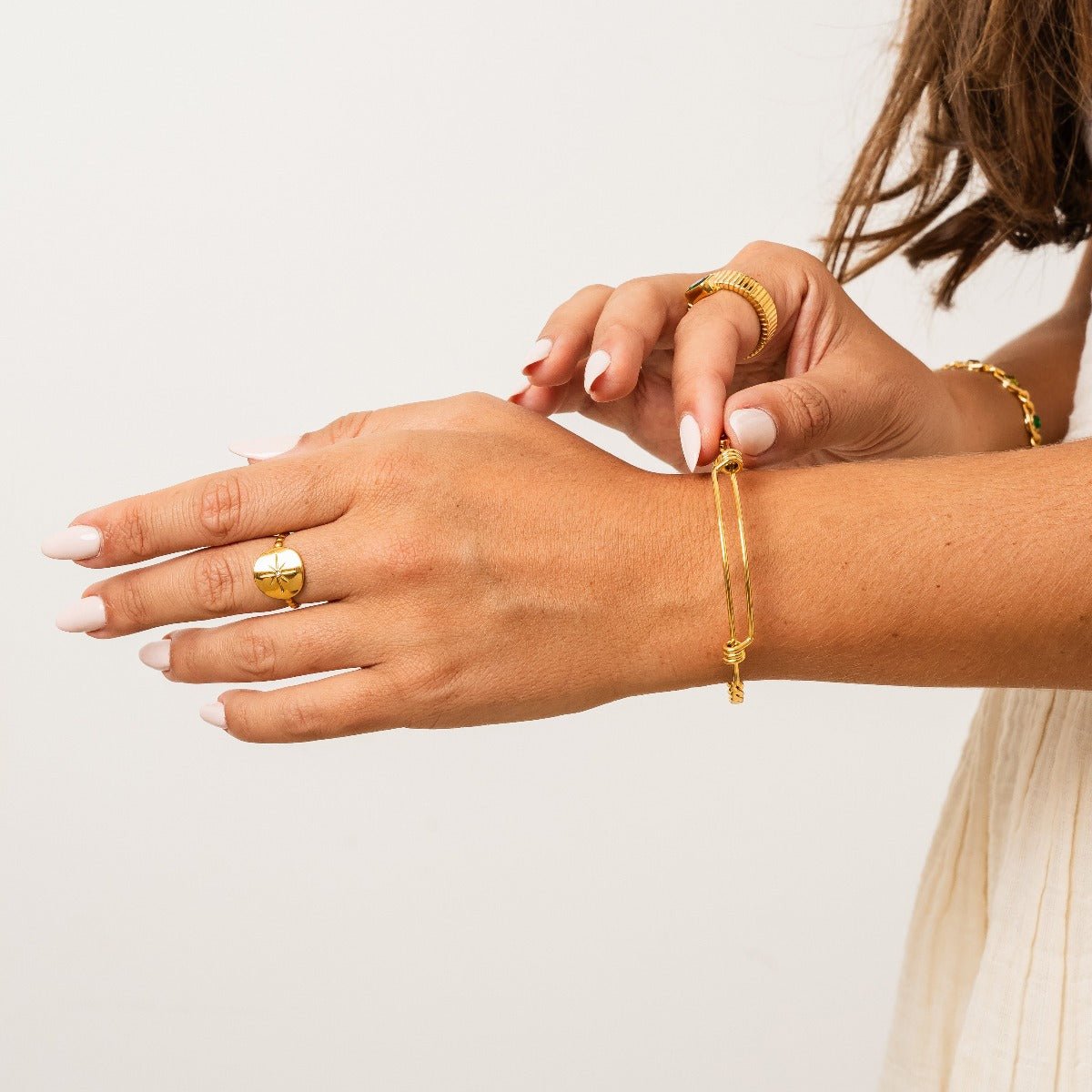 Ring Adjustable Star Nautical 18K Gold Plated