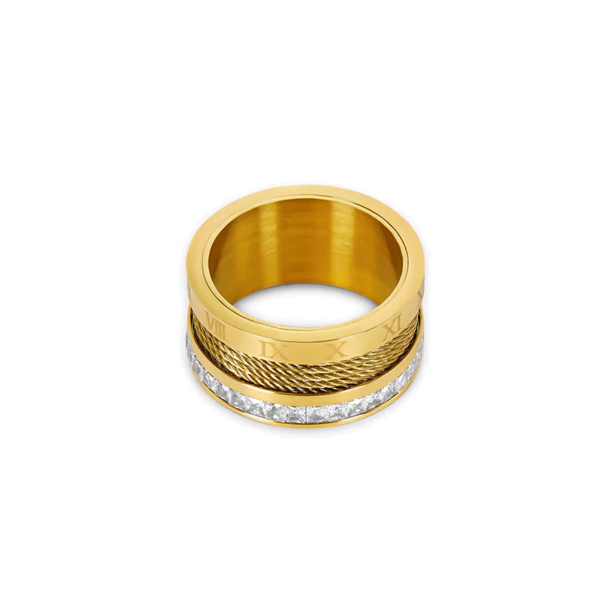 Ring Wire and Crystals 18K Gold Plated