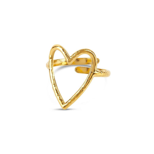 Adjustable Hollow Heart Ring 18K Gold Plated