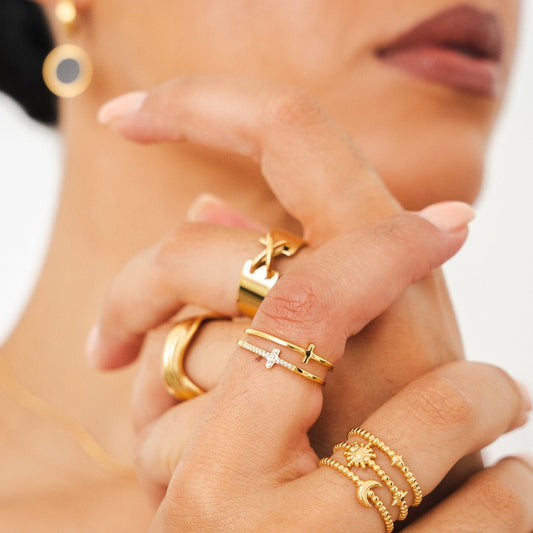 18K Gold Plated Ring Cross