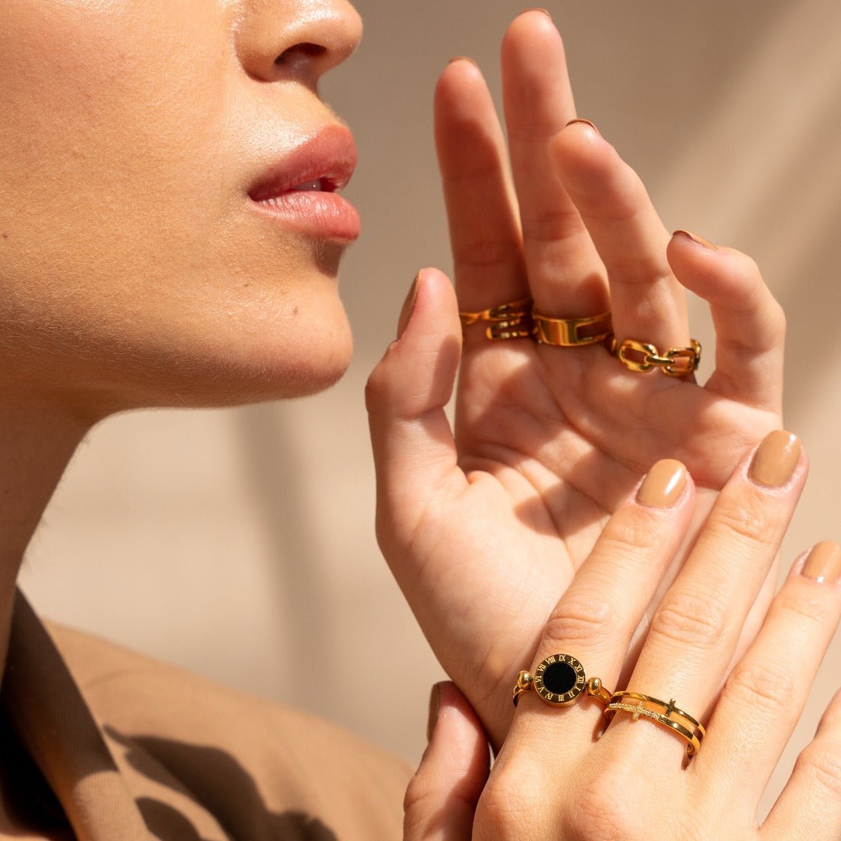 Ring Spinning Roman Numeral 18K Gold Plated