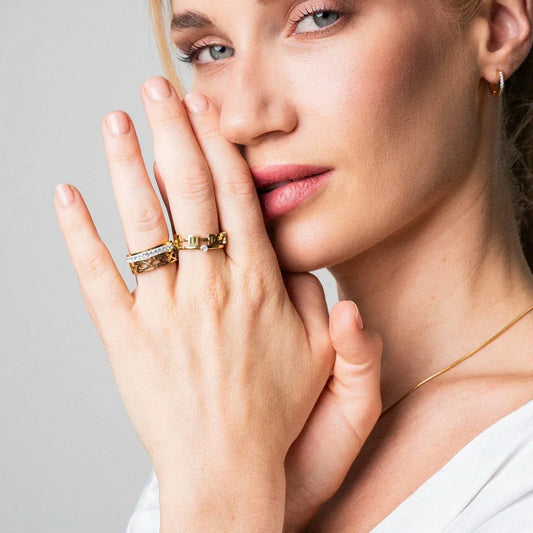 18K Gold Plated Mosaic Ring
