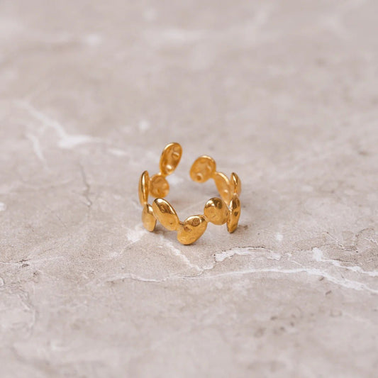 Textured Adjustable Organic Ring 18K Gold Plated