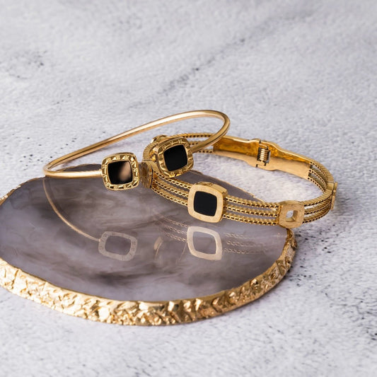 Bella Onyx Bracelet 18K Gold Plated
