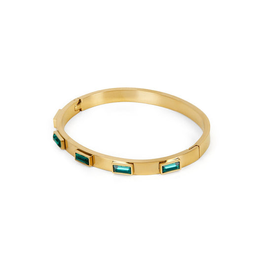 Bracelet Green Navette Crystals 18K Gold Plated