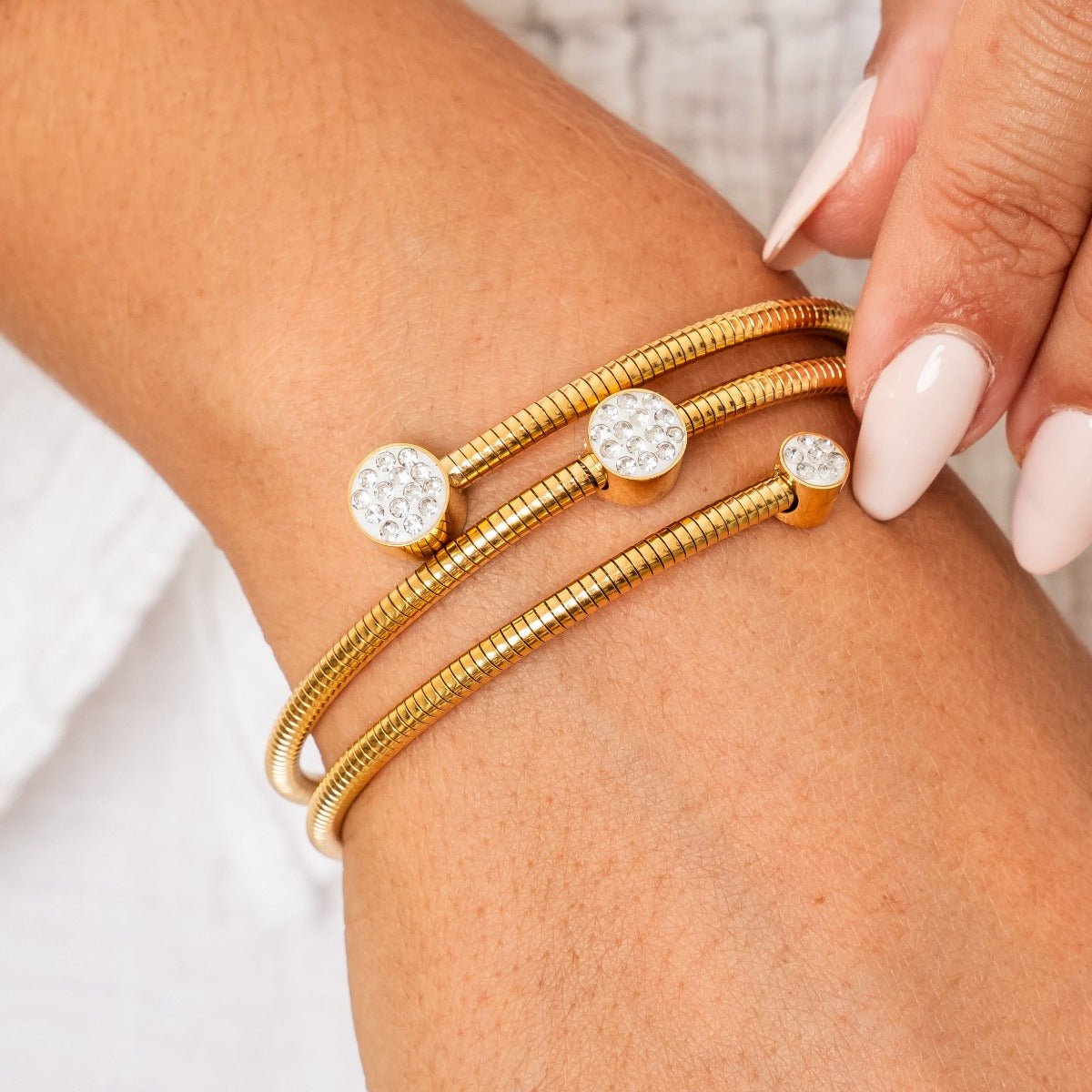 Crystal Spiral Bracelet 18K Gold Plated