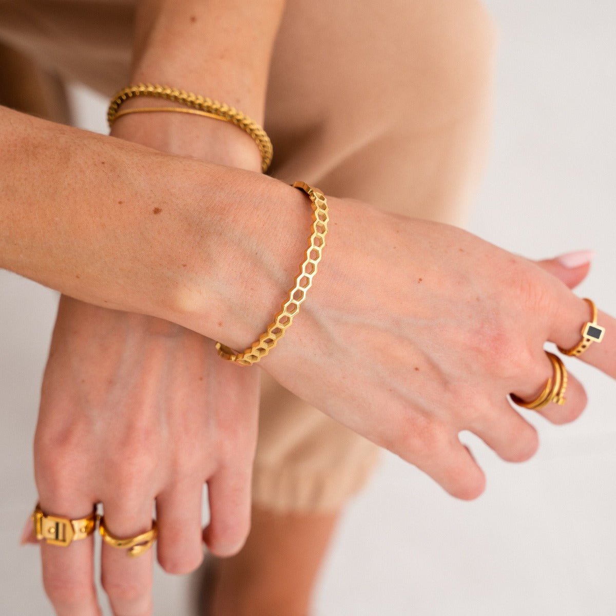 18K Gold Plated Honeycomb Bracelet