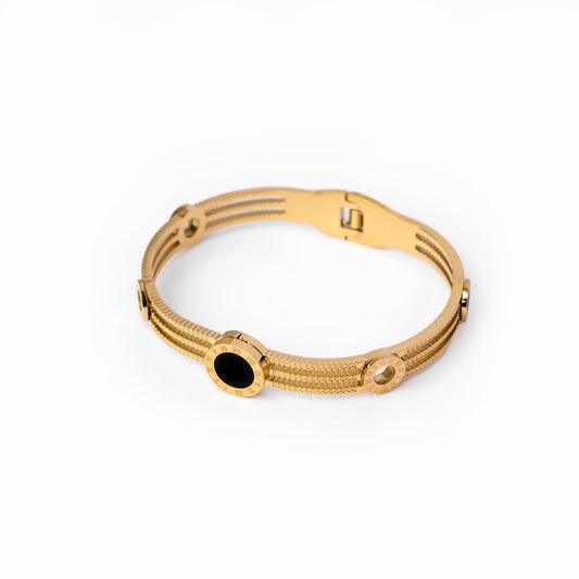 Triple Onyx Bracelet 18K Gold Plated