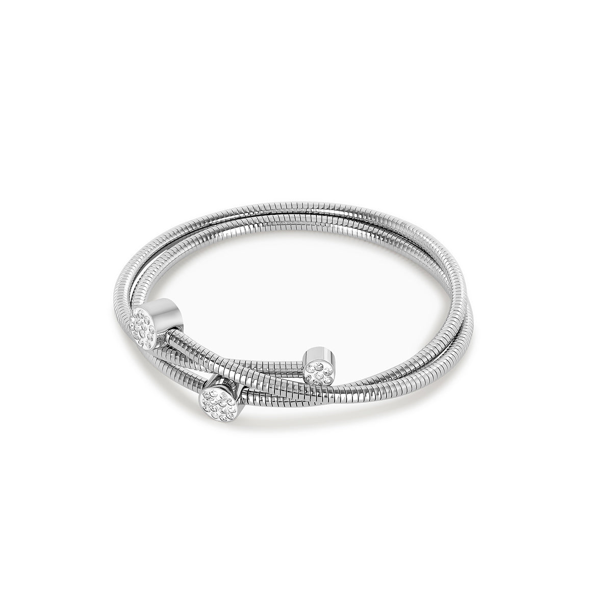 Crystal Spiral Bracelet - Silver
