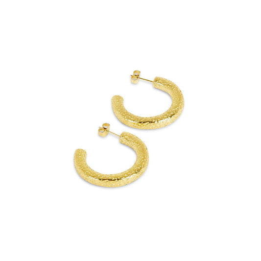 Texture Hoop Earring 18K Gold Plated