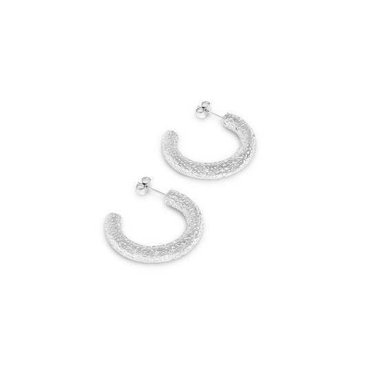 Texture Hoop Earring - Silver