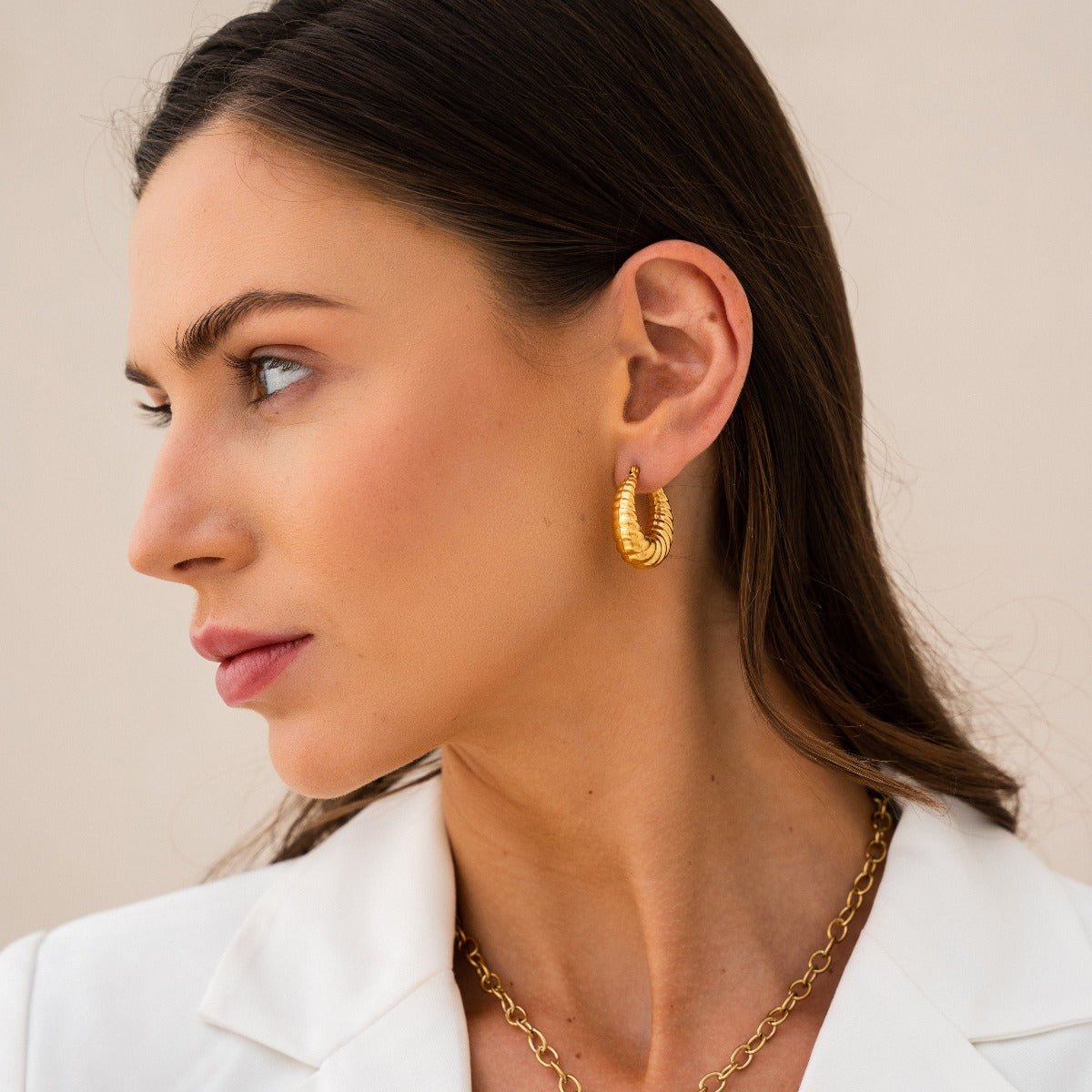 Earring of Hoop Croissant 18K Gold Plated