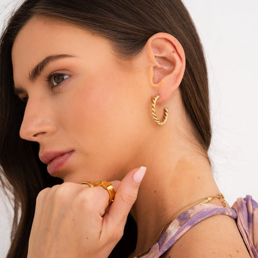Twist Hoop Earring 18K Gold Plated