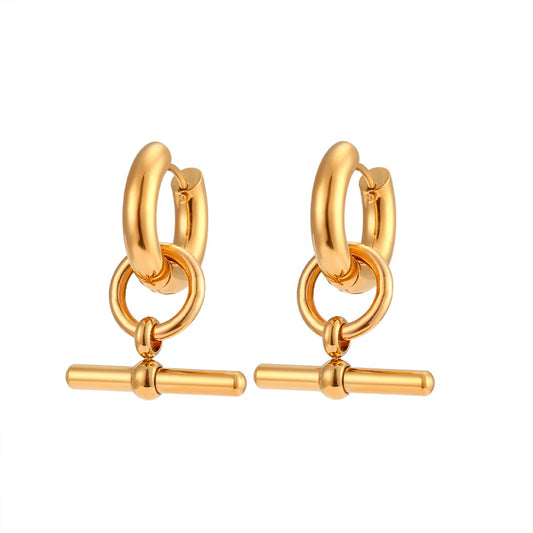 T-Bar Earring 18K Gold Plated
