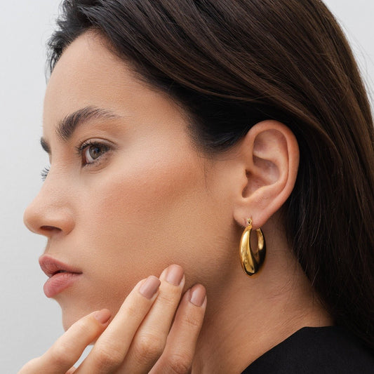 Bold Eva Hoop Earrings 18K Gold Plated