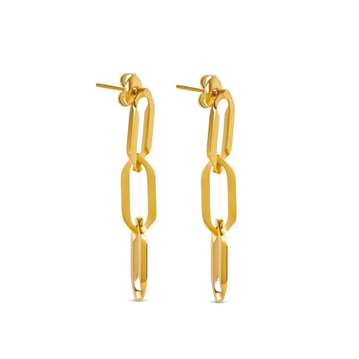 Link Dangling Earrings 18K Gold Plated
