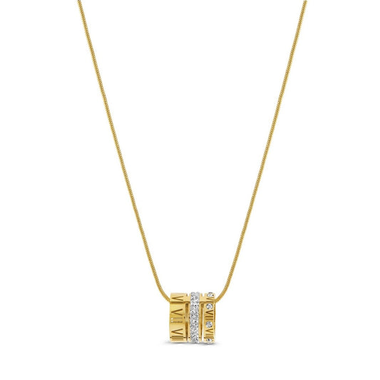 Triple Band Roman Numeral Necklace 18K Gold Plated