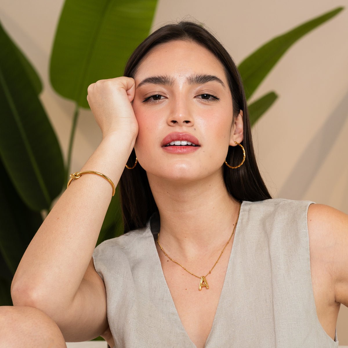 Necklace Letter Initial Bold 18K Gold Plated