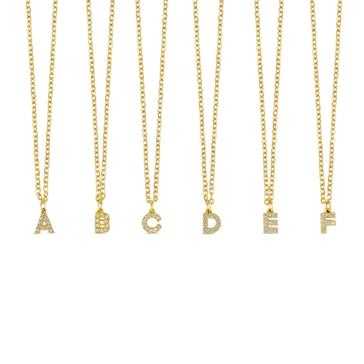 Necklace Letter Initial Stone 18K Gold Plated