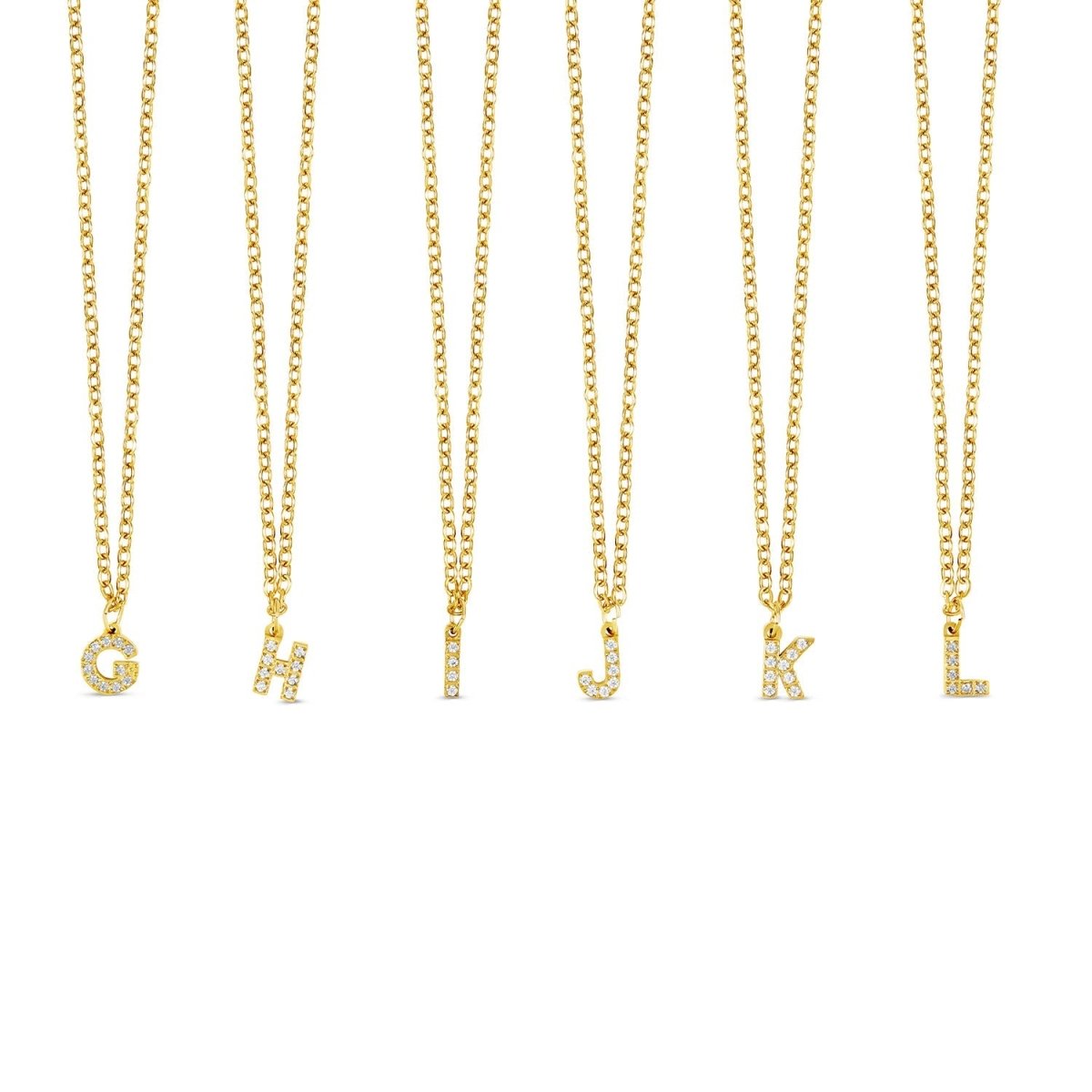 Necklace Letter Initial Stone 18K Gold Plated