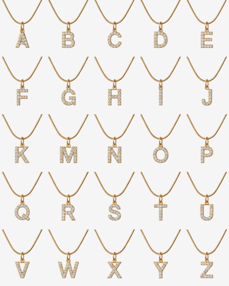 Necklace Letter Initial Zirconia 18K Gold Plated