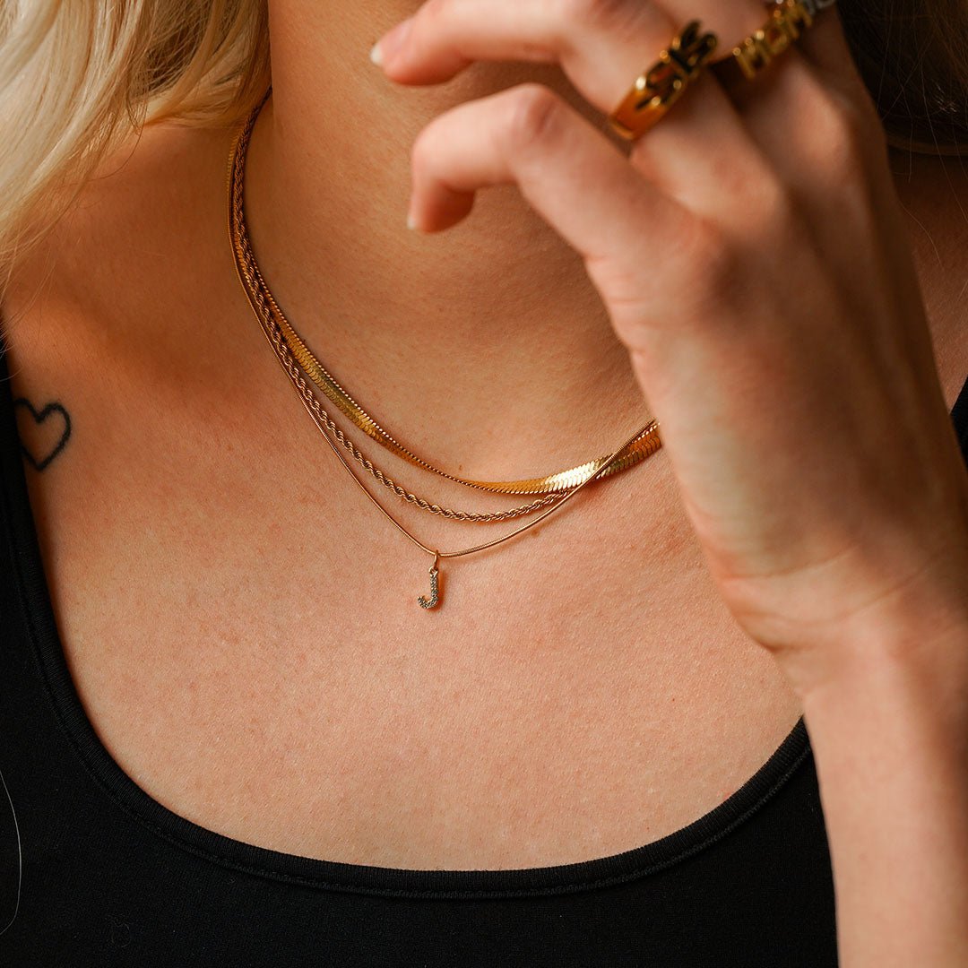 Necklace Letter Initial Zirconia 18K Gold Plated