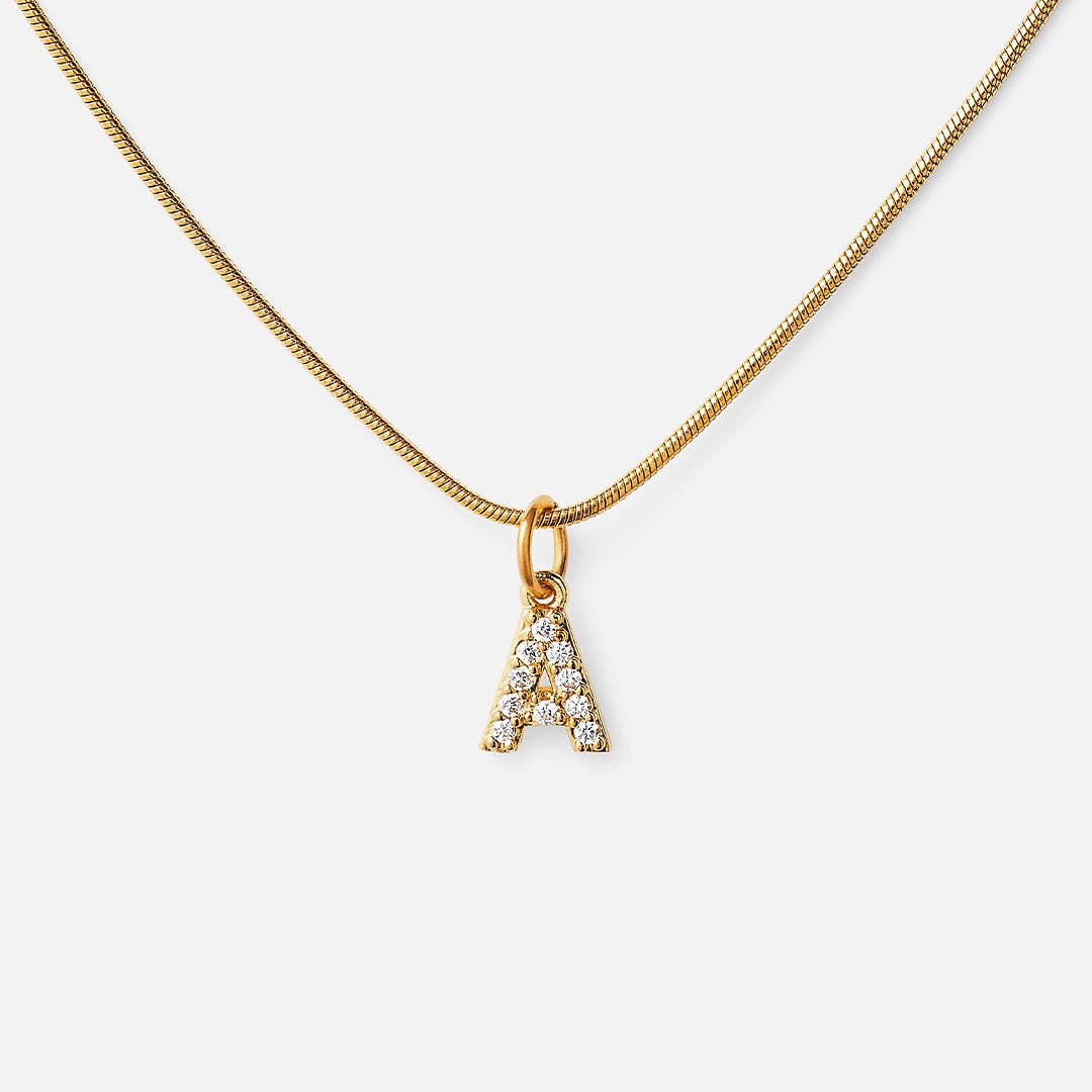 Necklace Letter Initial Zirconia 18K Gold Plated