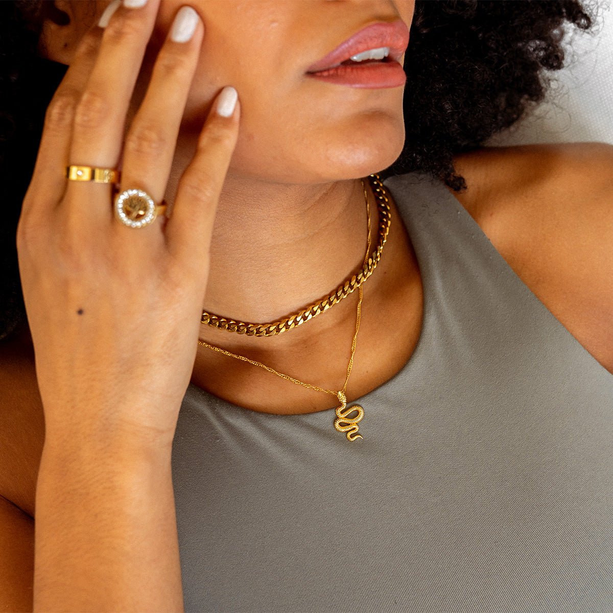Necklace Serpent Pendant 18K Gold Plated