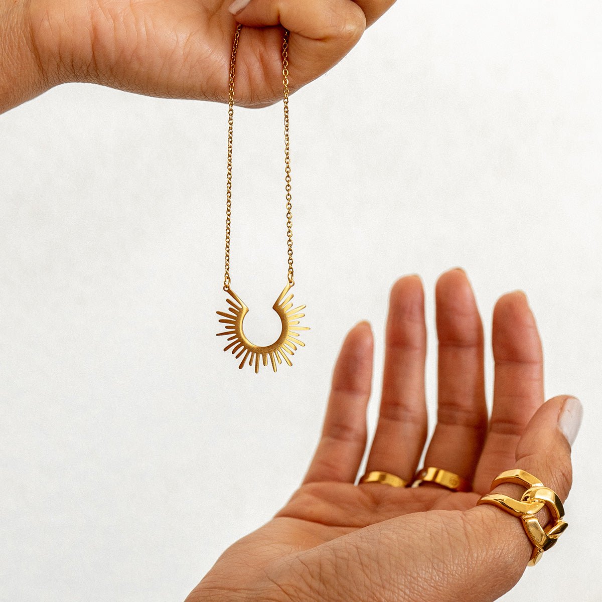Necklace Spike Pendant 18K Gold Plated