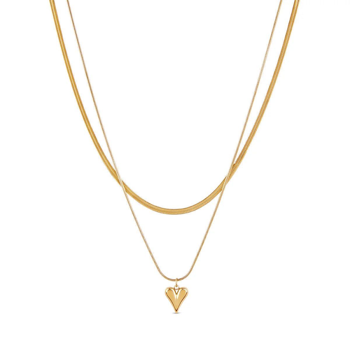Necklace Mixes Heart Carved 18K Gold Plated