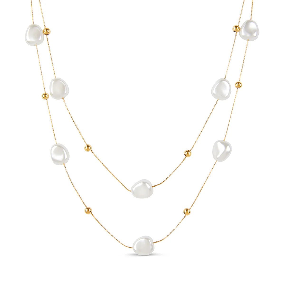 Necklace Mixes Irregular Pearls 18K Gold Plated