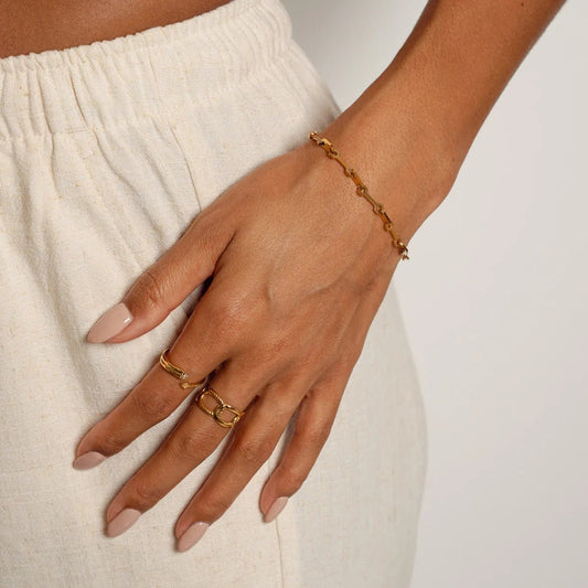 Bracelet Chain Links Tablet 18K Gold Plated