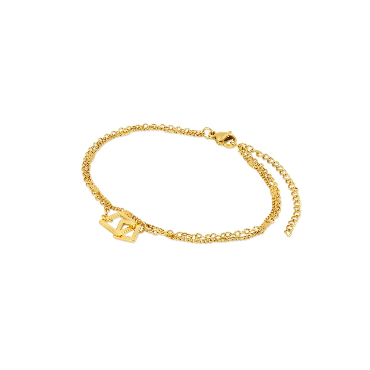 Link Pendant Square Bracelet 18K Gold Plated