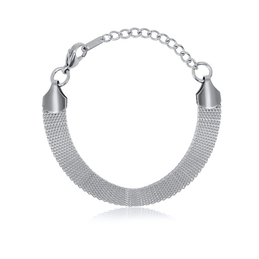 Woven Smooth Bracelet - Silver